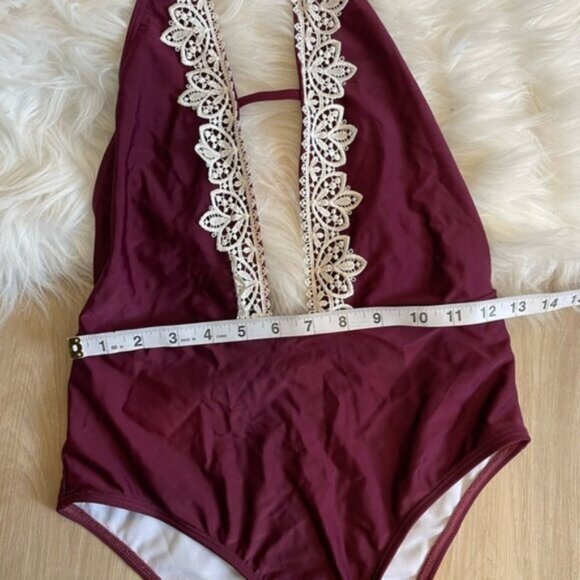 Shein Burgundy One Piece Bathing Suit - Picture 5 of 7